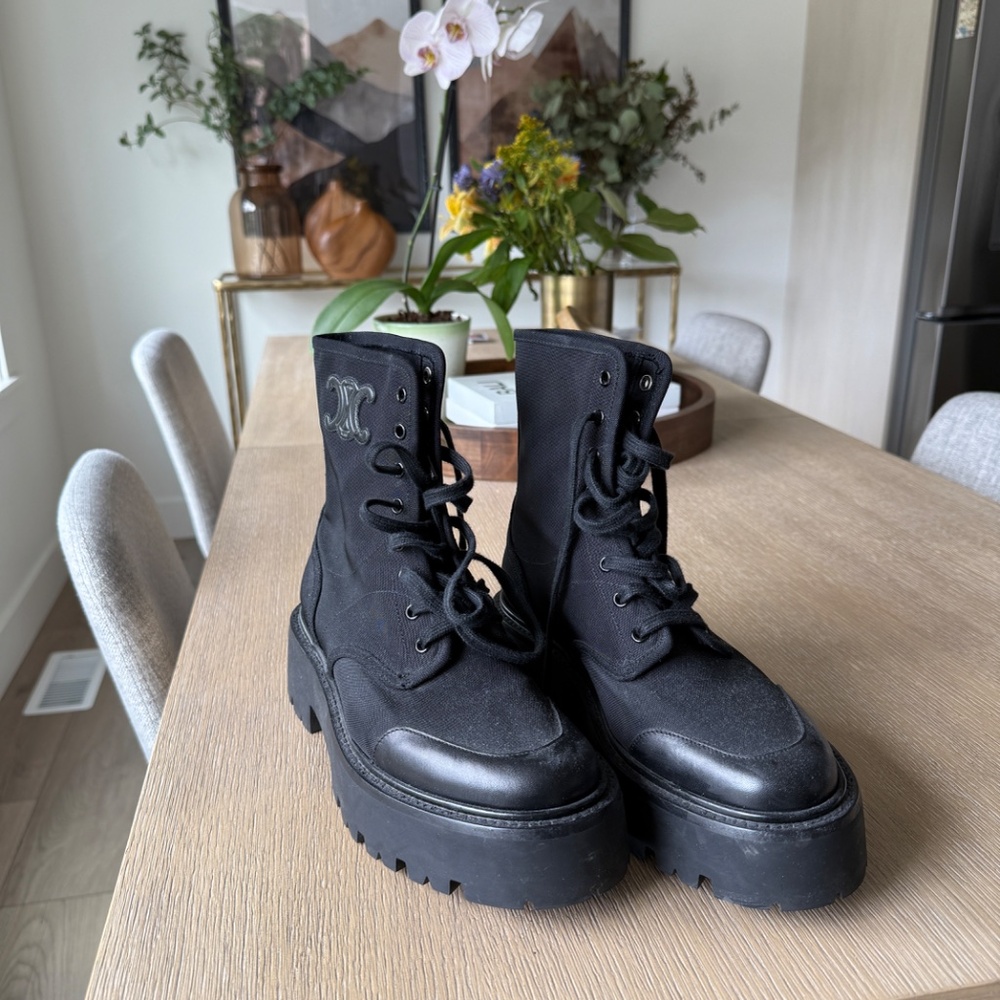 CELINE BULKY LACED UP BOOT | BLACK - Picture 4 of 13